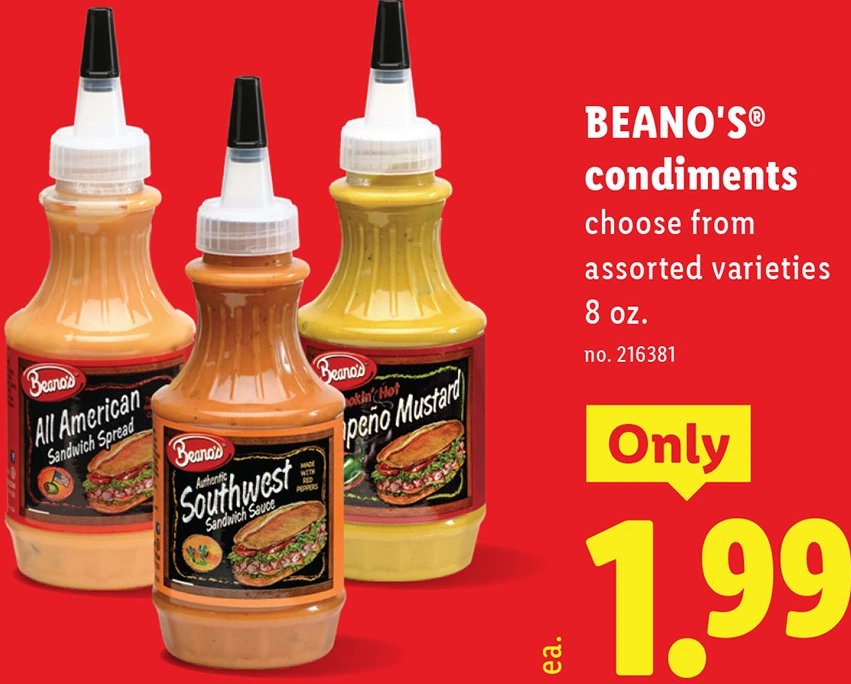 BEANO'S condiments