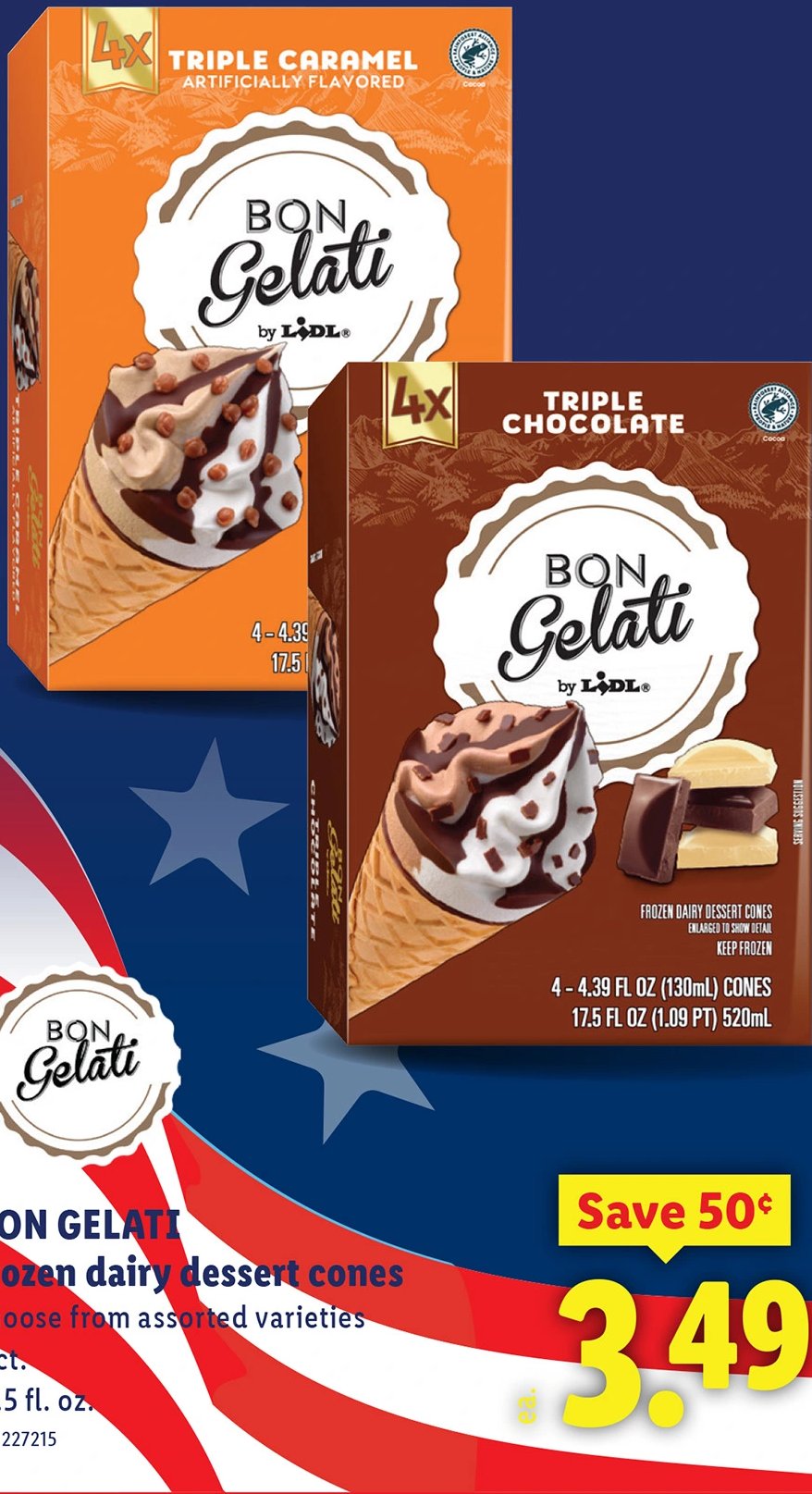 BON GELATI frozen dairy dessert cones