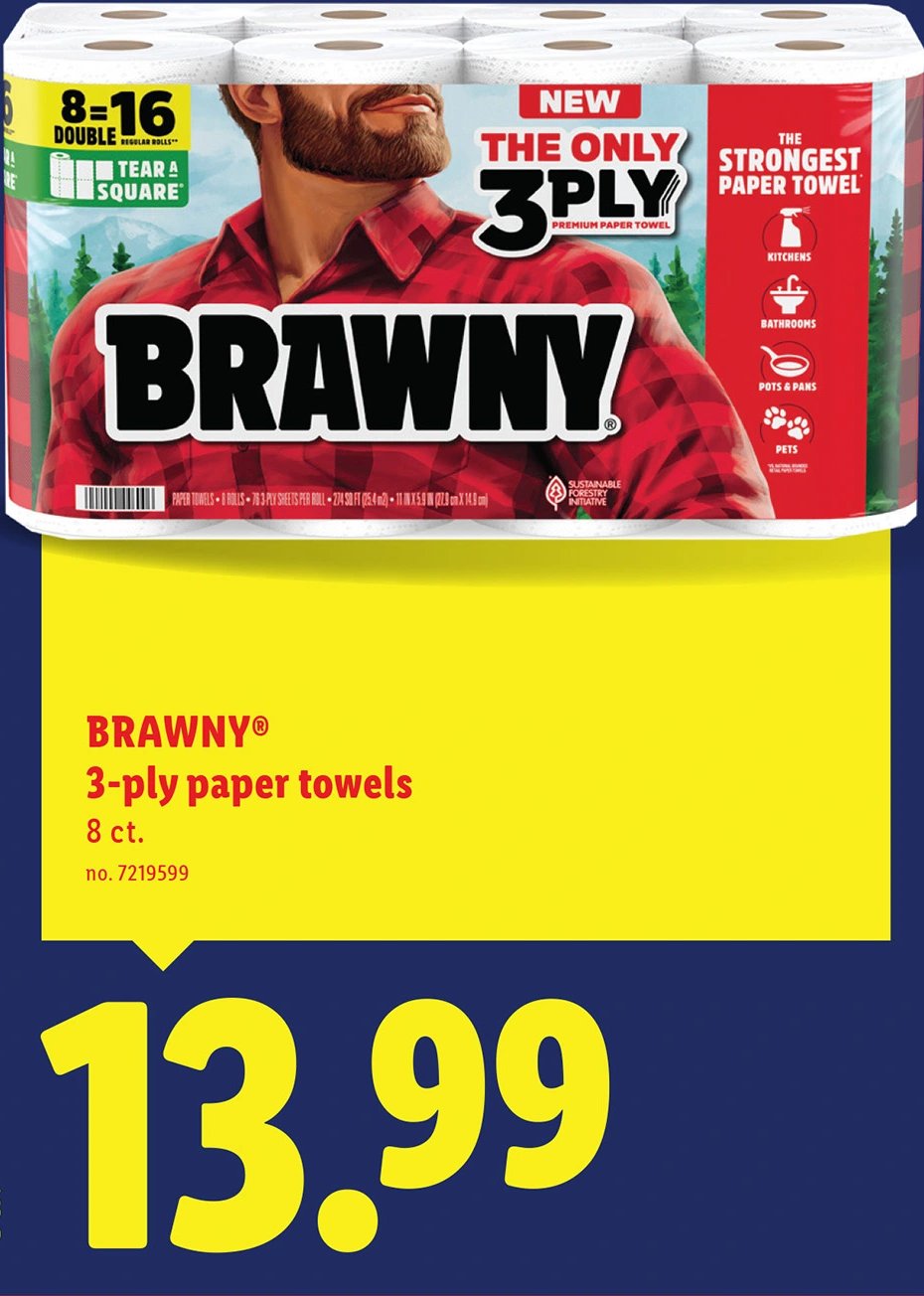 BRAWNY 3-ply paper towels at Lidl