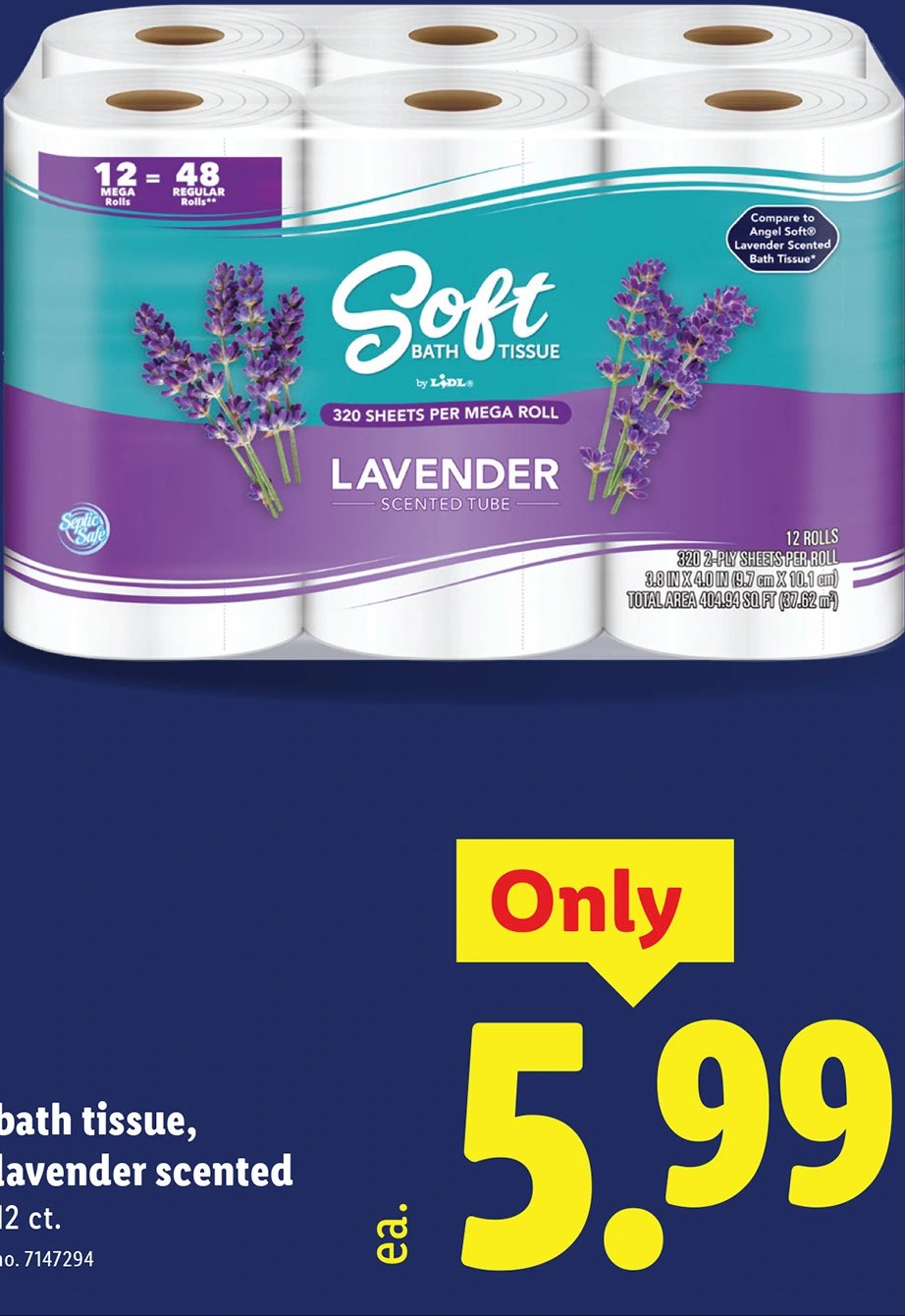 bath tissue, lavender scented at Lidl