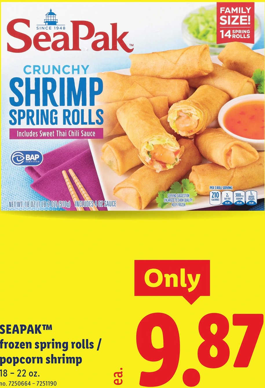 SEAPAK™ frozen spring rolls / popcorn shrimp