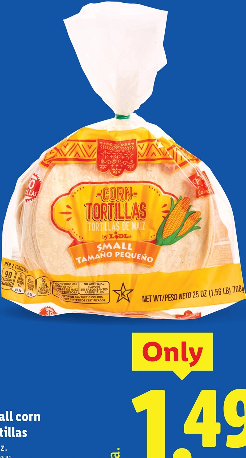 small corn tortillas at Lidl