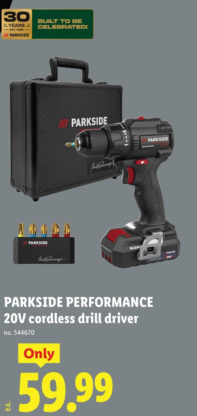 PARKSIDE PERFORMANCE 20V cordless drill driver