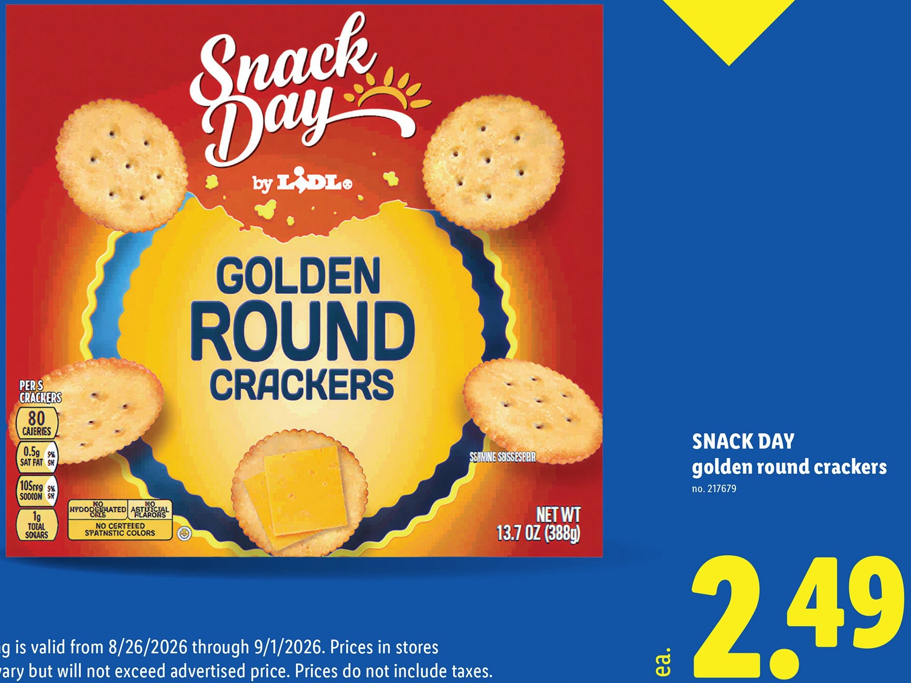 SNACK DAY golden round crackers at Lidl