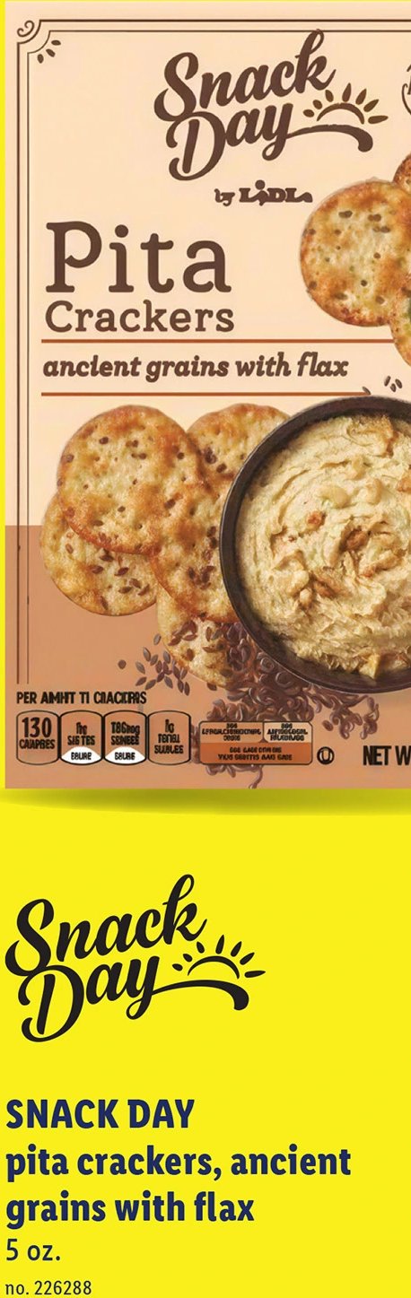 SNACK DAY pita crackers, ancient grains with flax at Lidl