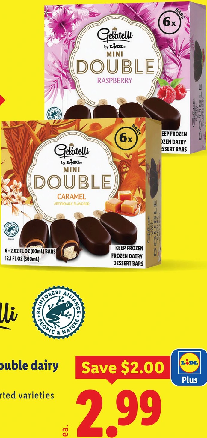 GELATELLI frozen mini double dairy dessert bars