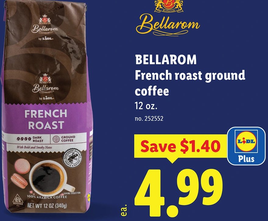 BELLAROM French roast ground coffee at Lidl