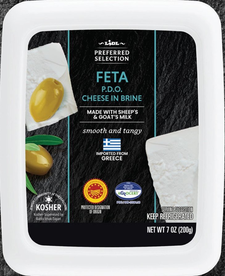 LIDL PREFERRED SELECTION FETA P.D.O. CHEESE IN BRINE