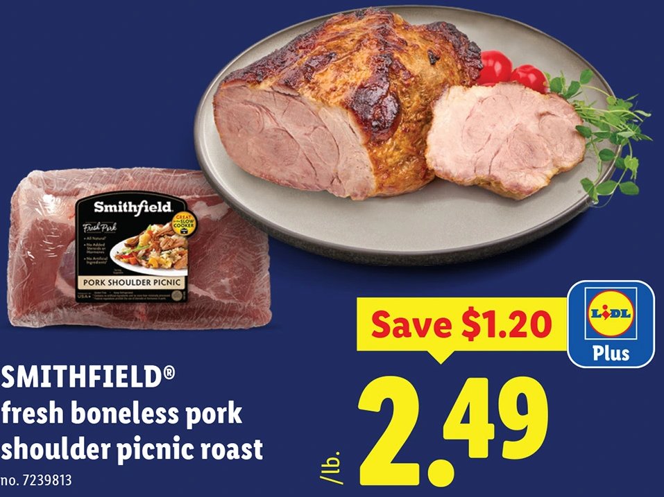 SMITHFIELD® fresh boneless pork shoulder picnic roast at Lidl