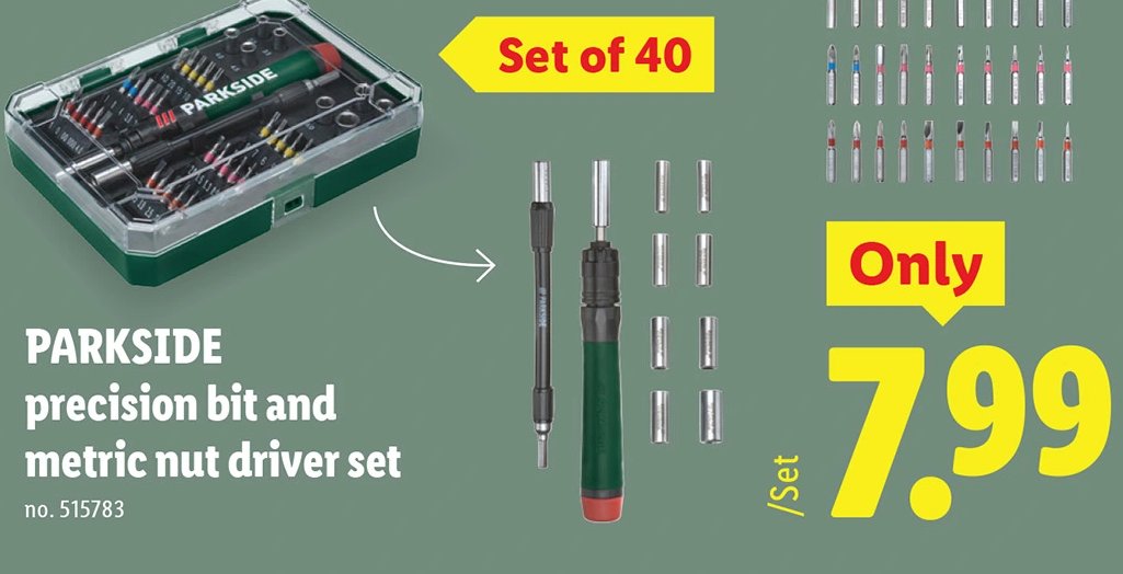 PARKSIDE precision bit and metric nut driver set