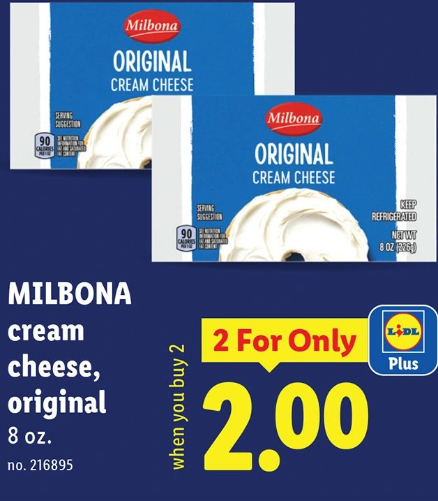 MILBONA cream cheese, original at Lidl