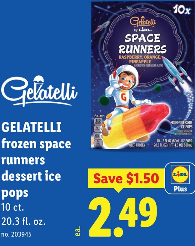 GELATELLI frozen space runners dessert ice pops