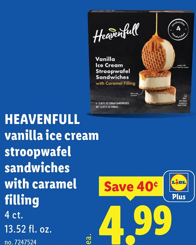 HEAVENFULL vanilla ice cream stroopwafel sandwiches with caramel filling