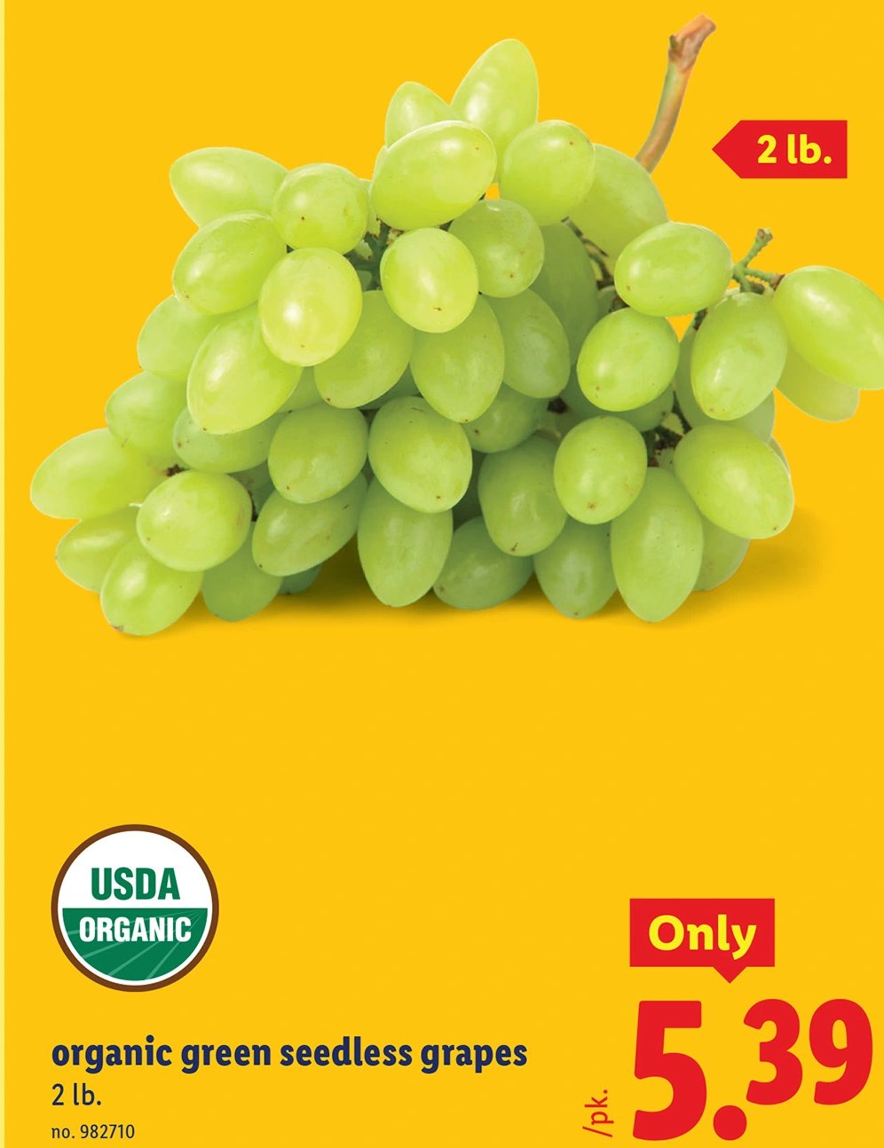 organic green seedless grapes at Lidl