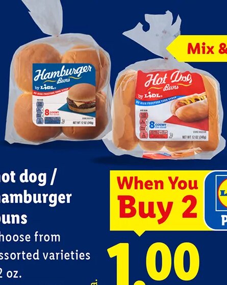 hot dog / hamburger buns at Lidl