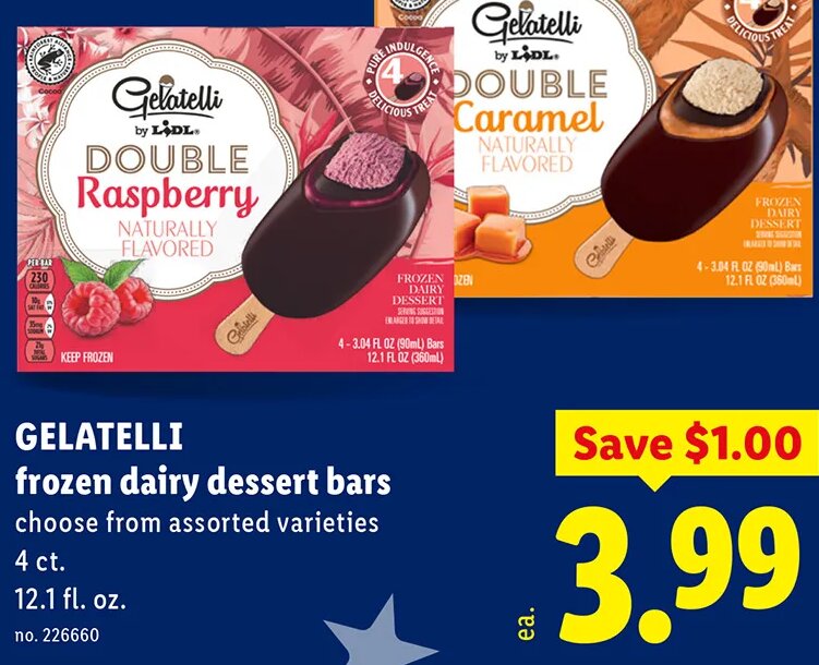 GELATELLI frozen dairy dessert bars