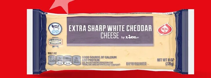 extra sharp white cheddar cheese block at Lidl