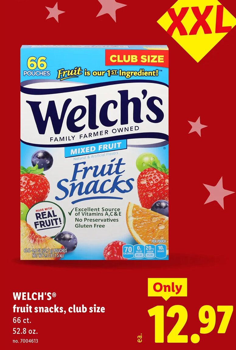 WELCH'S fruit snacks, club size
