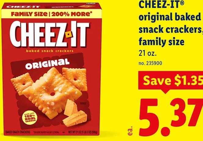 CHEEZ-IT original baked snack crackers, family size at Lidl