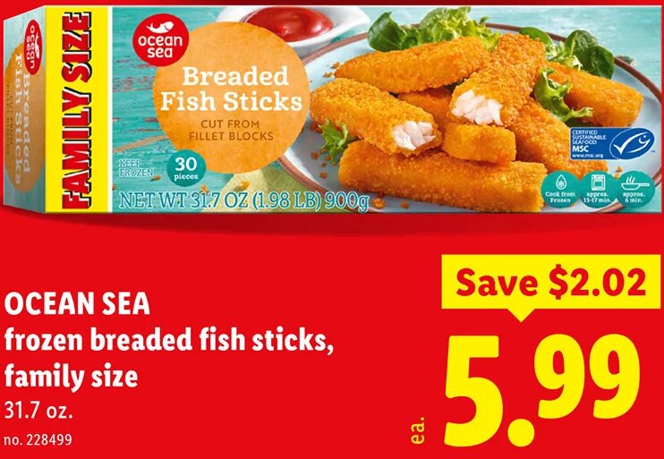 OCEAN SEA frozen breaded fish sticks, family size