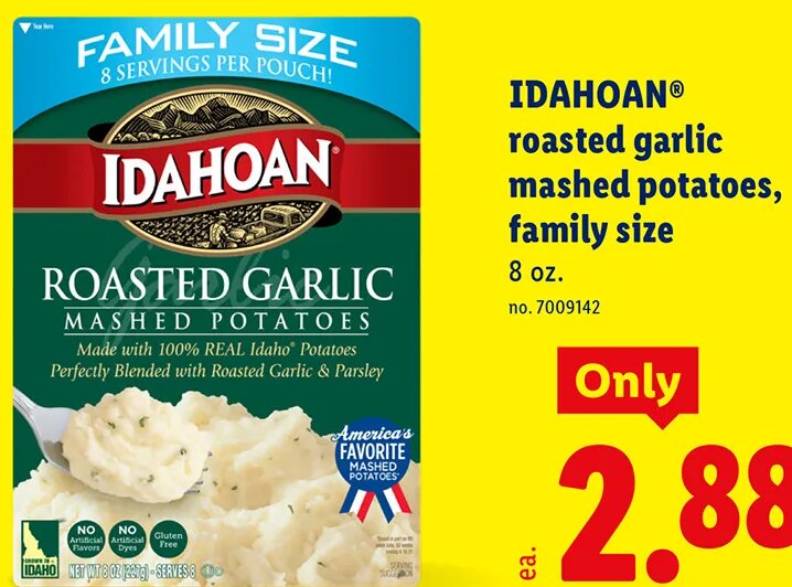 IDAHOAN roasted garlic mashed potatoes, family size at Lidl