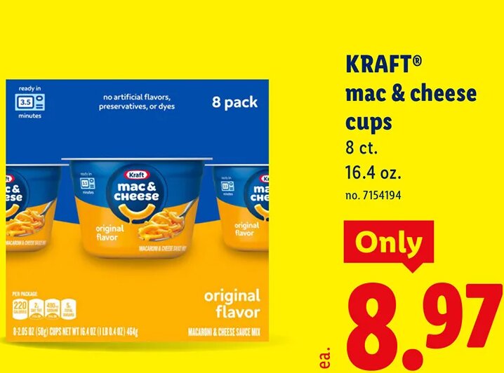 KRAFT mac & cheese cups at Lidl