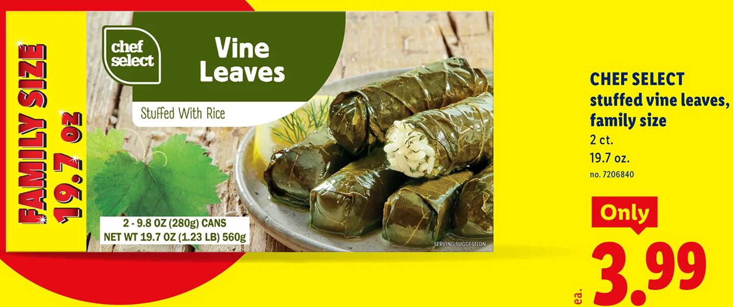 CHEF SELECT stuffed vine leaves, family size