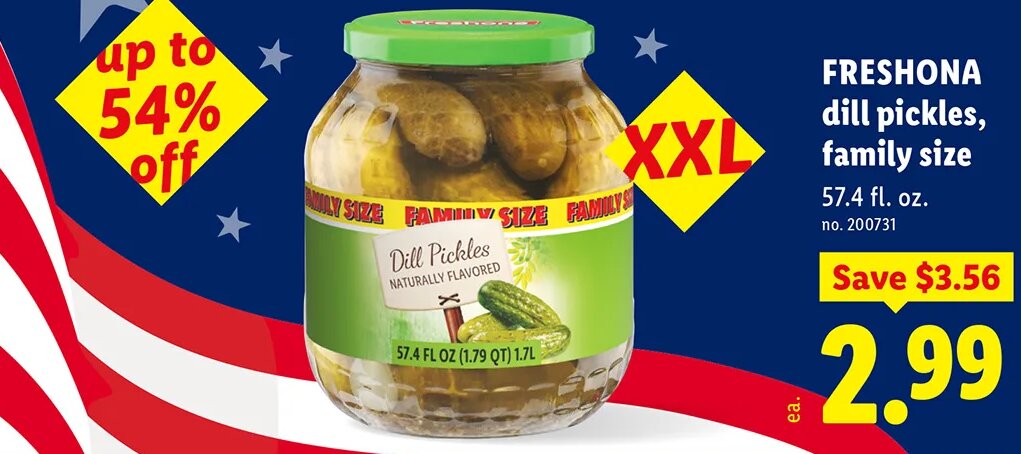 FRESHONA dill pickles, family size