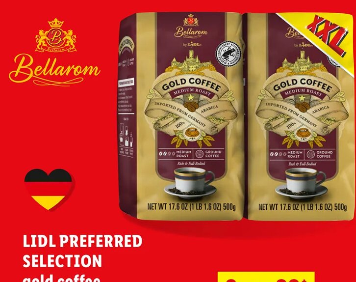 Bellarom gold coffee medium roast at Lidl