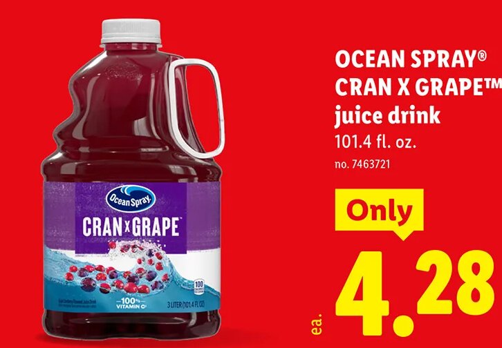Ocean Spray Cran x Grape juice drink at Lidl