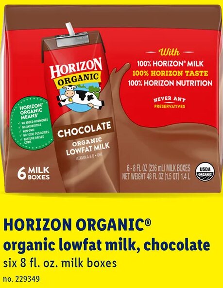 HORIZON ORGANIC organic lowfat milk, chocolate