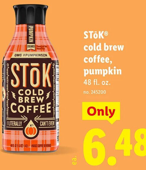 Stōk cold brew coffee, pumpkin at Lidl