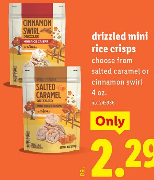 drizzled mini rice crisps at Lidl
