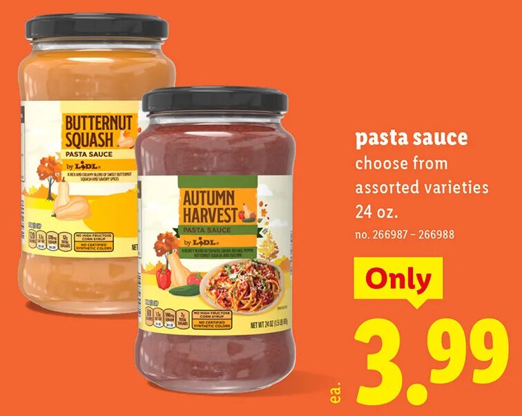 pasta sauce at Lidl