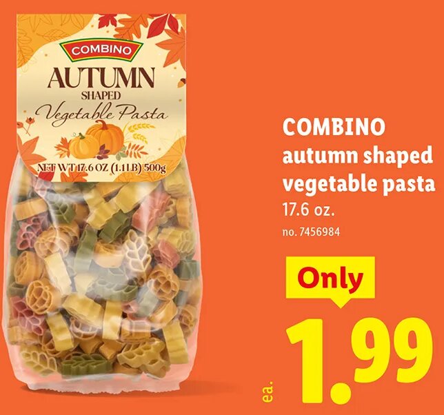 COMBINO autumn shaped vegetable pasta at Lidl