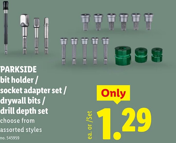PARKSIDE bit holder / socket adapter set / drywall bits / drill depth set