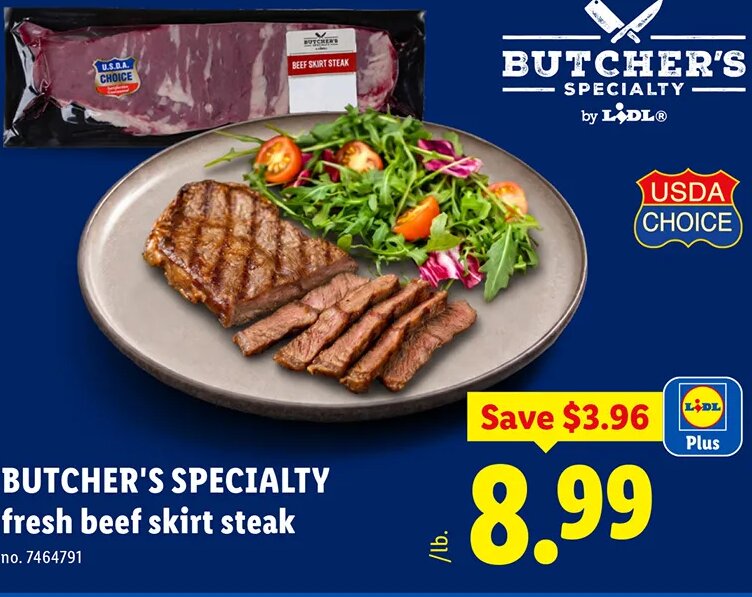 BUTCHER'S SPECIALTY fresh beef skirt steak at Lidl