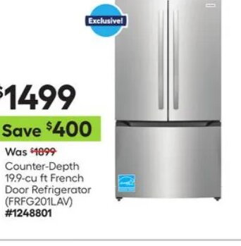 Counter-Depth 19.9-cu ft French Door Refrigerator