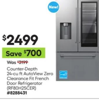 Counter-Depth 24-cu ft AutoView Zero Clearance Fit French Door Refrigerator