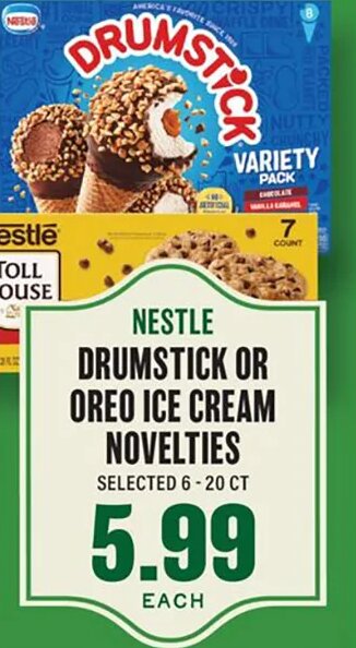 Nestle Drumstick or Oreo Ice Cream Novelties at Lowes Foods