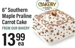 6" Southern Maple Praline Carrot Cake