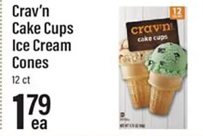 Crav'n Cake Cups Ice Cream Cones