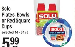 Solo Plates, Bowls or Red Square Cups