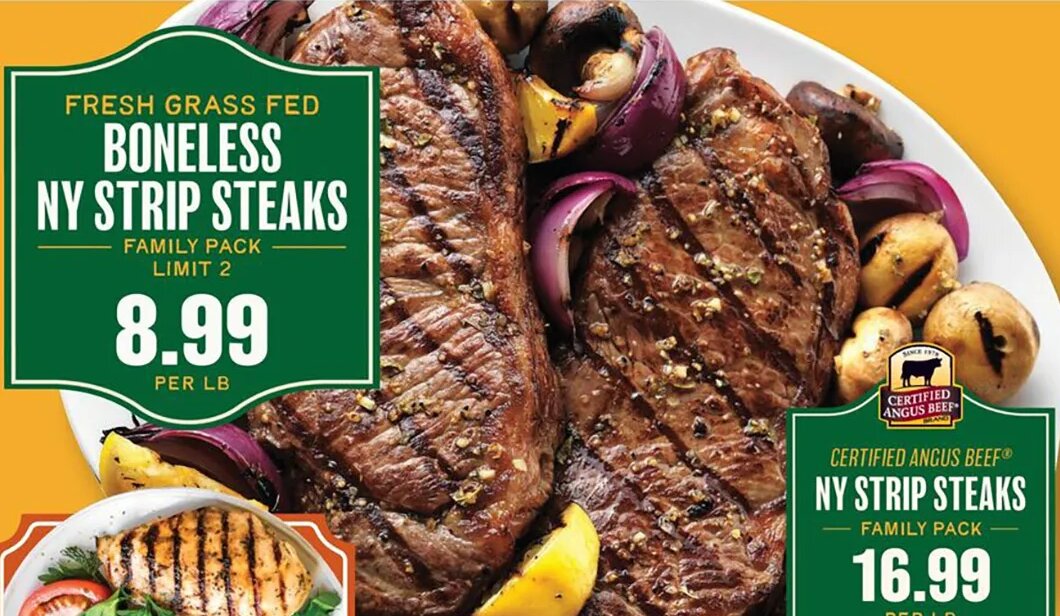 Fresh Grass Fed Boneless NY Strip Steaks