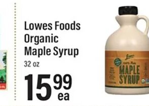 Lowes Foods Organic Maple Syrup