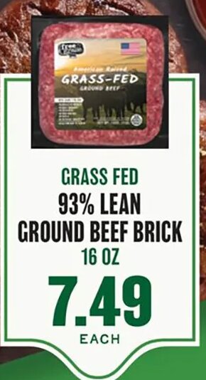 Grass Fed 93% Lean Ground Beef Brick at Lowes Foods