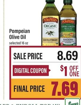 Pompeian Olive Oil at Lowes Foods