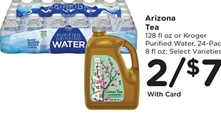 Arizona Tea or Kroger Purified Water at Mariano's