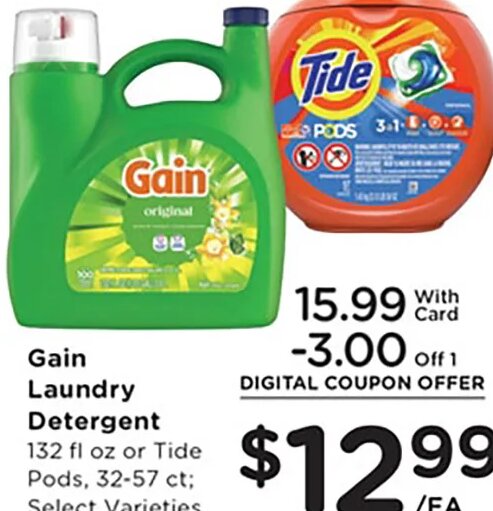 Gain Laundry Detergent or Tide Pods at Mariano's