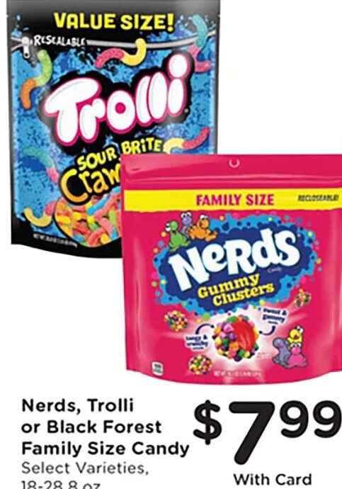 Nerds, Trolli or Black Forest Family Size Candy